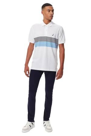 Nautica Classic Erkek Polo Yaka T-Shirt -K35506T Beyaz - Thumbnail