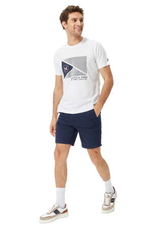 Nautica Desenli Erkek T-Shirt - V35902T Beyaz - Nautica