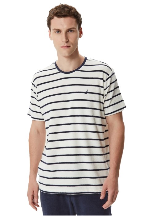 Nautica - Nautica Erkek Çizgili T-Shirt - V35018T Lacivert