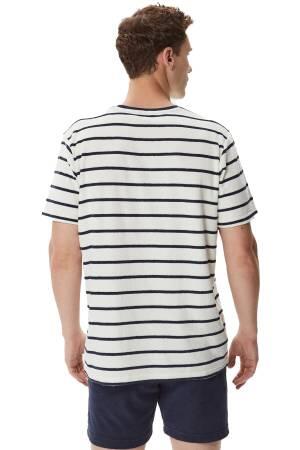 Nautica Erkek Çizgili T-Shirt - V35018T Lacivert - Thumbnail