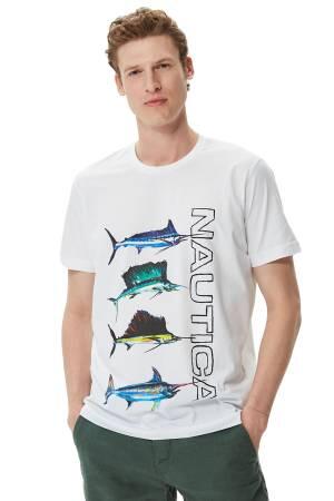 Nautica Erkek T-Shirt - V35025T Beyaz - Thumbnail