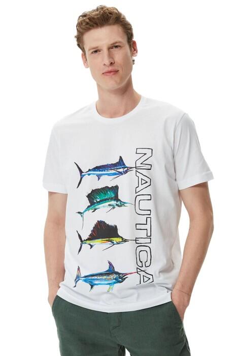 Nautica - Nautica Erkek T-Shirt - V35025T Beyaz