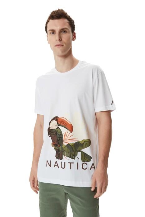 Nautica - Nautica Erkek T-Shirt - V35447T Beyaz