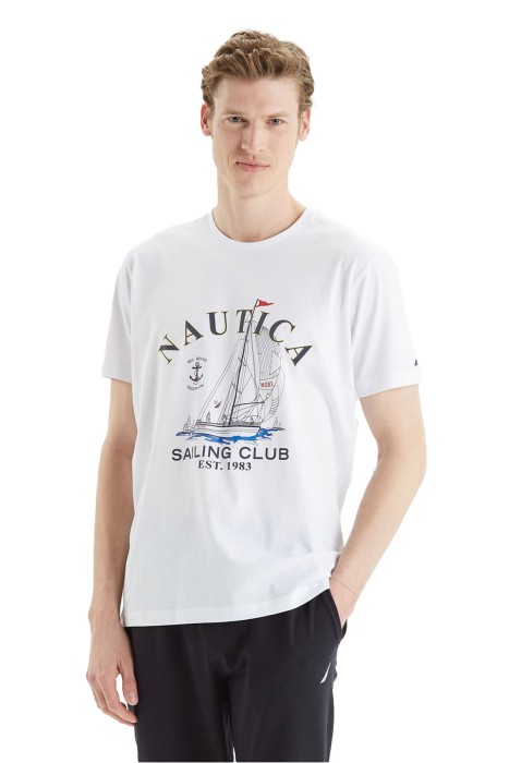 Nautica - Nautica Erkek T-Shirt - V35474T Beyaz