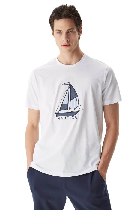 Nautica - Nautica Erkek T-Shirt - V35481T Beyaz