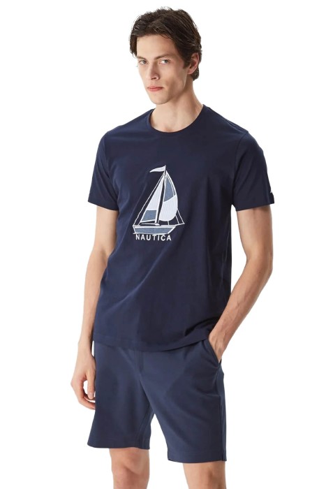 Nautica - Nautica Erkek T-Shirt - V35481T Lacivert
