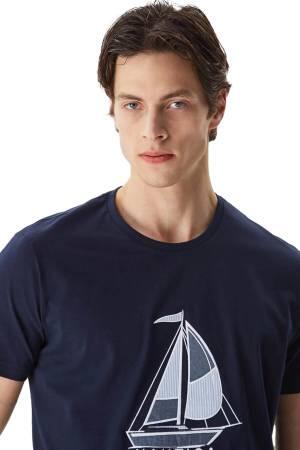 Nautica Erkek T-Shirt - V35481T Lacivert - Thumbnail