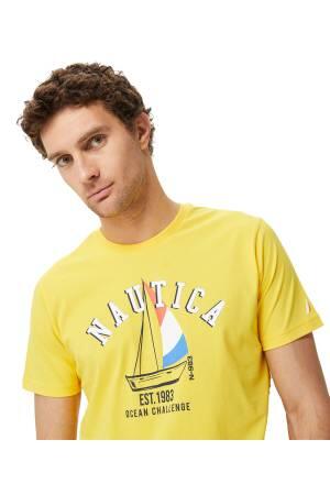 Nautica Erkek T-Shirt - V35516T Sarı - Thumbnail