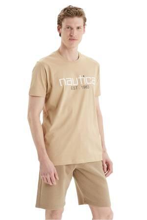 Nautica Erkek T-Shirt - V35527T Bej - Thumbnail