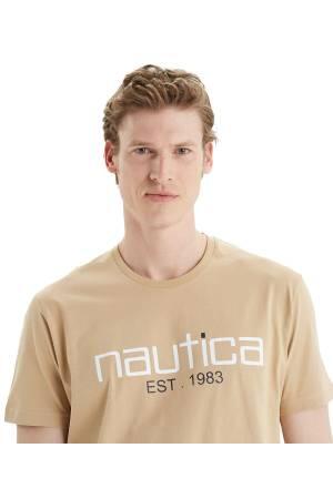 Nautica Erkek T-Shirt - V35527T Bej - Thumbnail