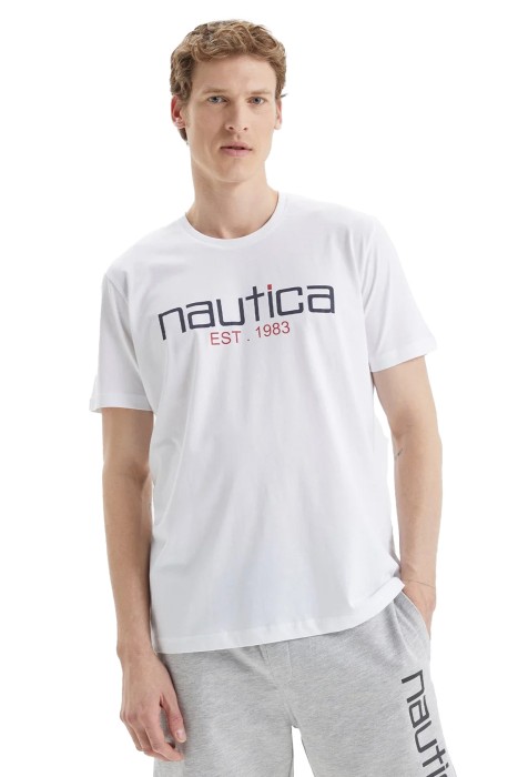 Nautica - Nautica Erkek T-Shirt - V35527T Beyaz