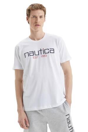 Nautica Erkek T-Shirt - V35527T Beyaz - Thumbnail