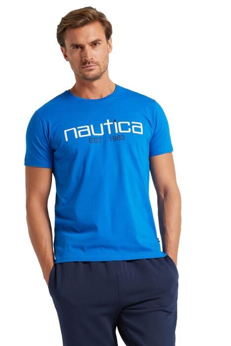 Nautica - Nautica Erkek T-Shirt - V35527T Saks Mavisi