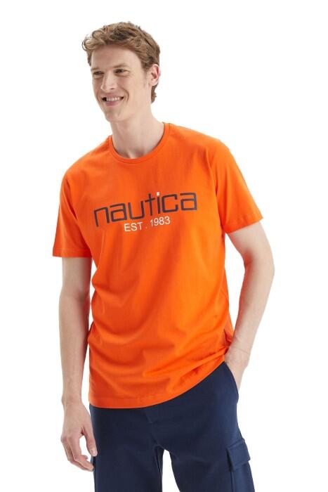 Nautica - Nautica Erkek T-Shirt - V35527T Turuncu