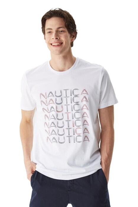 Nautica - Nautica Erkek T-Shirt - V35528T Beyaz