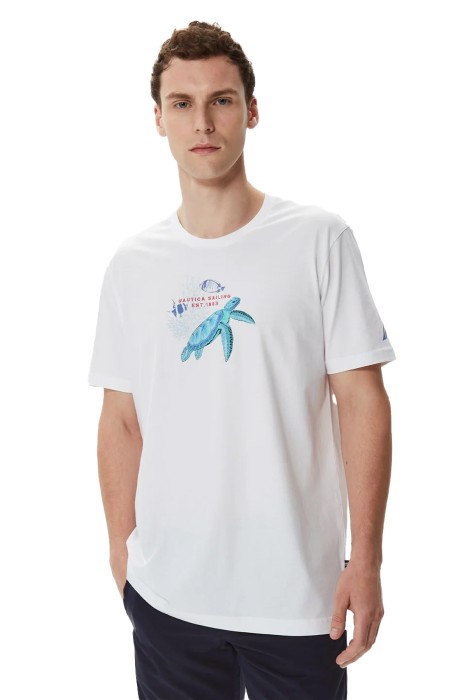 Nautica - Nautica Erkek T-Shirt - V35552T Beyaz