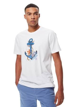 Nautica Erkek T-Shirt - V35556T Beyaz - Thumbnail