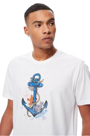 Nautica Erkek T-Shirt - V35556T Beyaz - Thumbnail