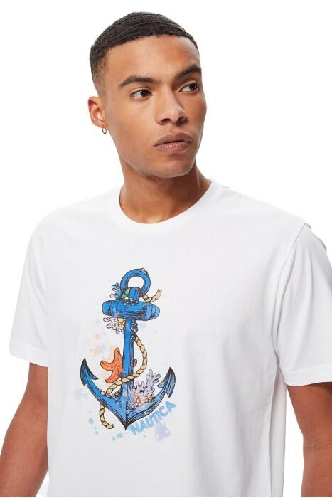 Nautica Erkek T-Shirt - V35556T Beyaz