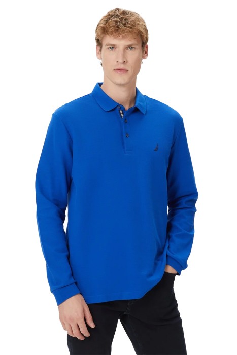 Nautica - Nautica Erkek Uzun Kollu Polo T-Shirt - K37351T Mavi