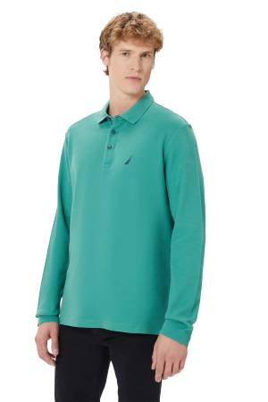Nautica Erkek Uzun Kollu Polo T-Shirt - K37351T Yeşil - Thumbnail