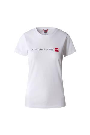 NeverStopExploring Tee-EU Kadın T-Shirt - NF00A6PR Beyaz - Thumbnail