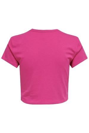 Onlclara S/S Rhinestone Kadın T-Shirt - 15286662 Fuşya - Thumbnail