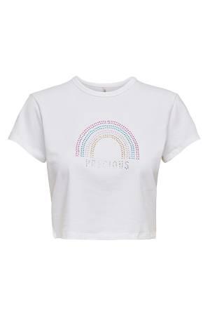 Onlclara S/S Rhinestone Kadın T-Shirt - 15286662 Beyaz - Thumbnail