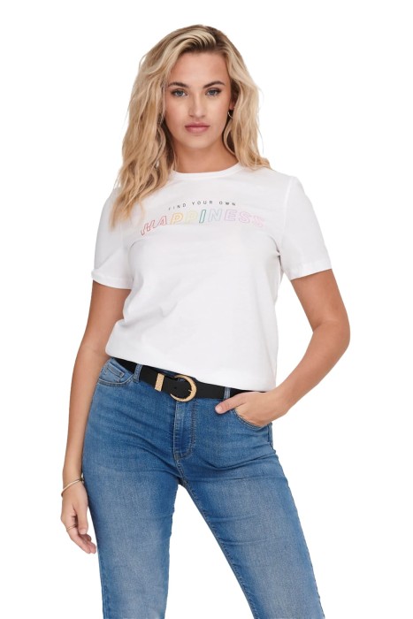 Only - Onlcora Reg S/S Word Kadın T-Shirt - 15286729 Beyaz
