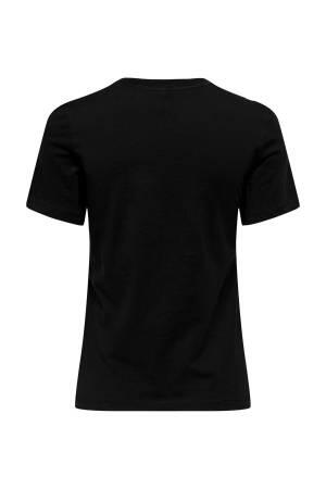 Onlcora Reg S/S Word Kadın T-Shirt - 15286729 Siyah - Thumbnail