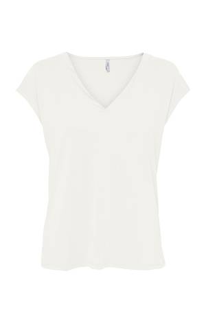 Onlfree S/S Modal V-Neck Noos Kadın T-Shirt - 15287041 Krem - Thumbnail