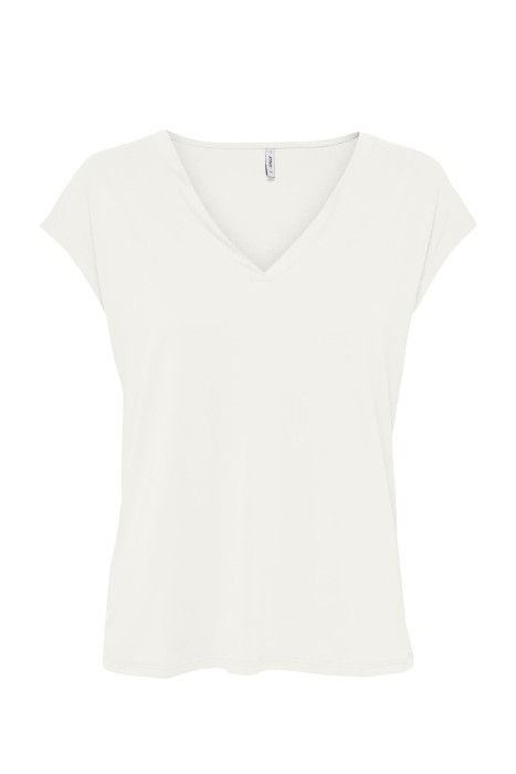 Onlfree S/S Modal V-Neck Noos Kadın T-Shirt - 15287041 Krem