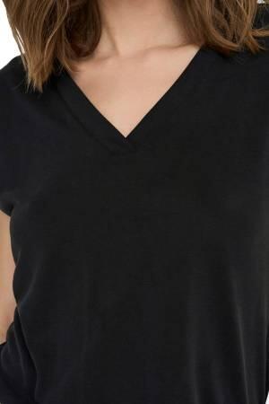 Onlfree S/S Modal V-Neck Noos Kadın T-Shirt - 15287041 Siyah - Thumbnail