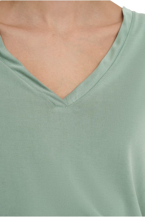 Onlfree S/S Modal V-Neck Noos Kadın T-Shirt - 15287041 Yeşil