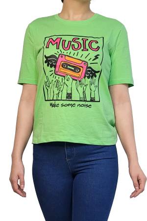 Onlkaren Boxy S/S Kadın T-Shirt - 15311295 Canlı Yeşil - Thumbnail