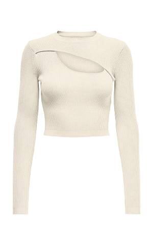 Onllıza L/S Peek-A-Boo Pullover Kadın Kazak - 15267966 Egret - Only