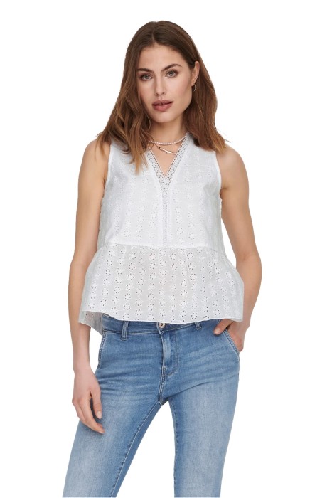 Onllola Sl V-Neck Emb Kadın T-Shirt - 15291404 Beyaz