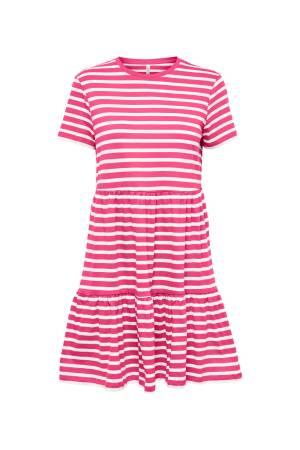 Onlmay S/S O-Neck Peplum Dress Kadın Elbise - 15286934 Canlı Pembe - Only