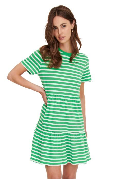 Only - Onlmay S/S O-Neck Peplum Dress Kadın Elbise - 15286934 Koyu Yeşil