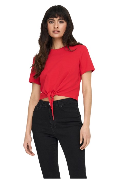 Only - Onlmay S/S Short Knot Kadın T-Shirt - 15257467 Kırmızı