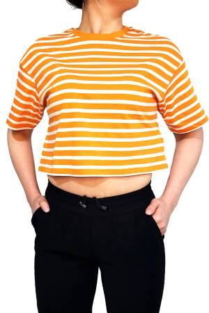 Onlmay S/S Boxy Cropped Kadın T-Shirt - 15252473 Turuncu - Thumbnail