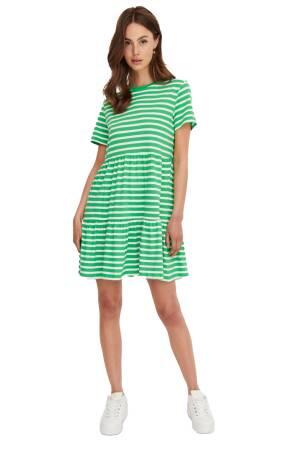 Onlmay S/S O-Neck Peplum Dress Kadın Elbise - 15286934 Koyu Yeşil - Thumbnail