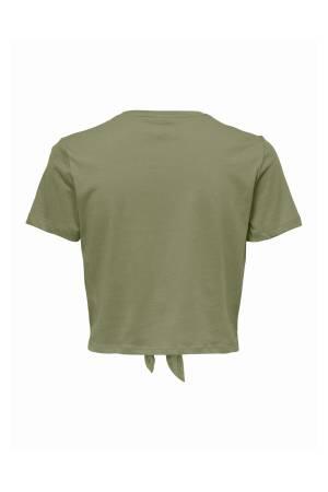 Onlmay S/S Short Knot Kadın T-Shirt - 15257467 Mavi/Yeşil - Thumbnail