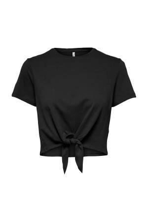 Onlmay S/S Short Knot Kadın T-Shirt - 15257467 Siyah - Thumbnail