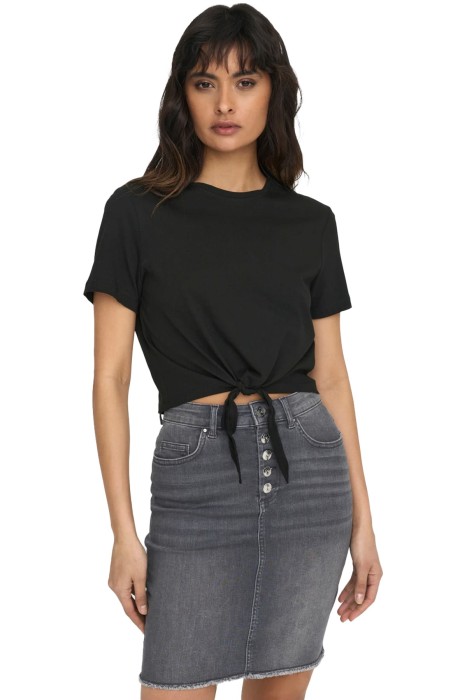Onlmay S/S Short Knot Kadın T-Shirt - 15257467 Siyah