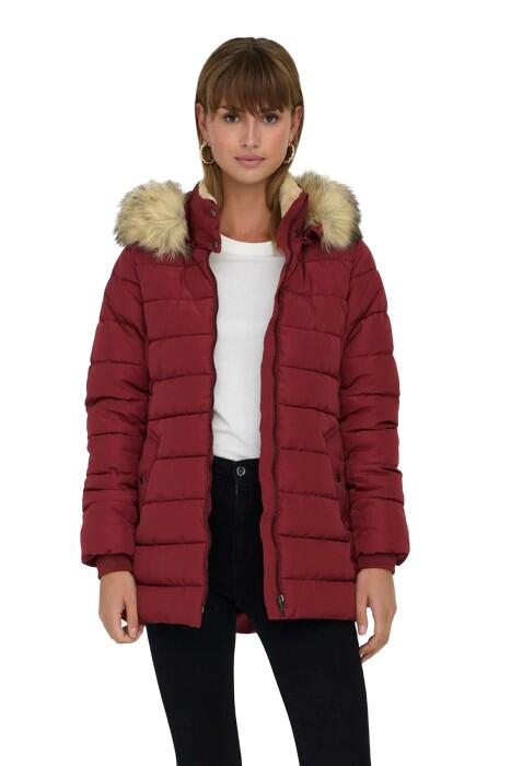 Onlnewcamılla Quılt Fur Hood Coat Kadın Ceket - 15304765 Bordo