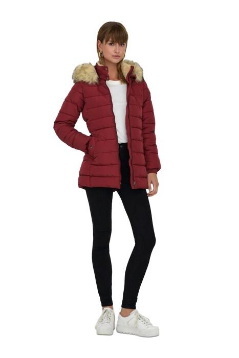 Onlnewcamılla Quılt Fur Hood Coat Kadın Ceket - 15304765 Bordo