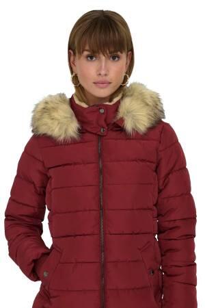 Onlnewcamılla Quılt Fur Hood Coat Kadın Ceket - 15304765 Bordo - Thumbnail
