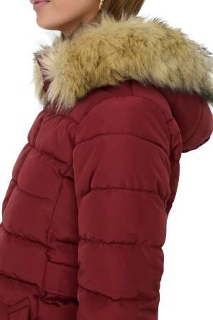 Onlnewcamılla Quılt Fur Hood Coat Kadın Ceket - 15304765 Bordo - Thumbnail