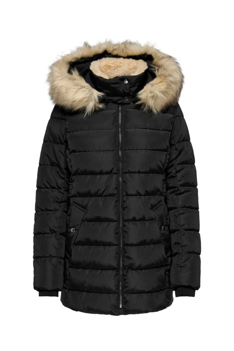 Only - Onlnewcamılla Quılt Fur Hood Coat Kadın Ceket - 15304765 Siyah